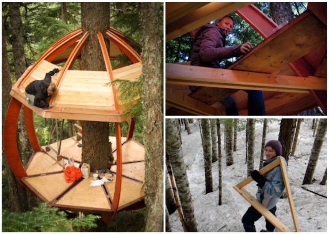  Хайди принимала активное участие в создании домика на дереве HemLoft Канада