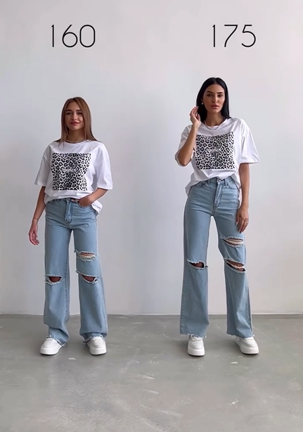 Девушки примеряют одинаковую одежду, показывая, как одни и те же модели выглядят на высоких и низких людях 52