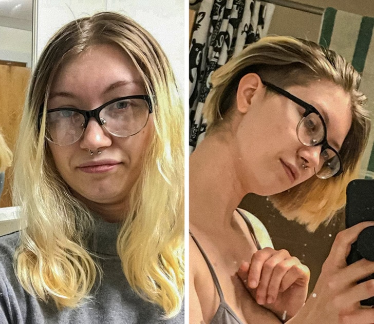 16 фото девушек, которые решились подстричь или покрасить волосы самостоятельно, и получилось неожиданно круто 60