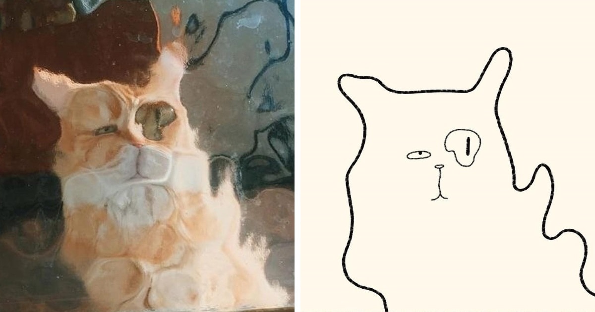 19 работ художника, который находит смешные фото котов в интернете и превращает их в забавные карикатуры 60