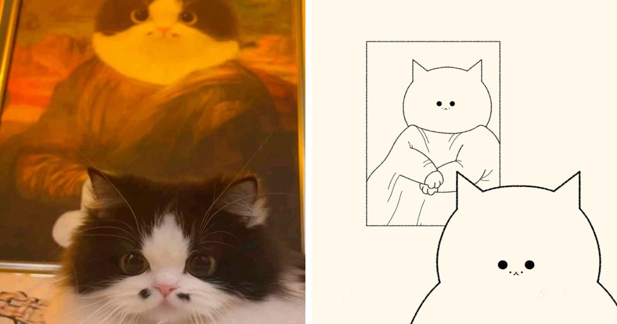 19 работ художника, который находит смешные фото котов в интернете и превращает их в забавные карикатуры 63