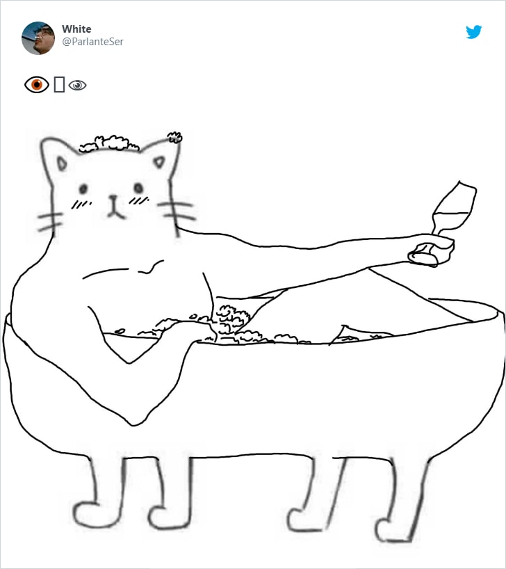 Пользователям сети предложили дорисовать кота, и они сделали это в меру своей фантазии и изобретательности 77