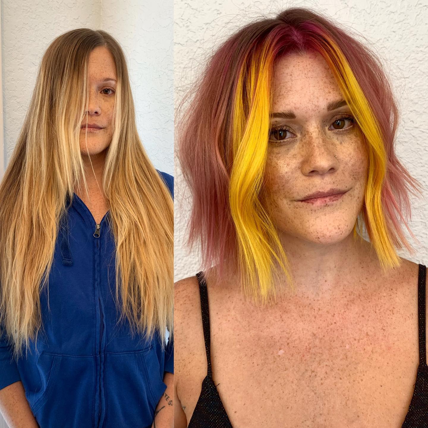 15 фотографий девушек, до и после того, как они решили раскрасить будни и выбрали для себя яркий цвет волос 48
