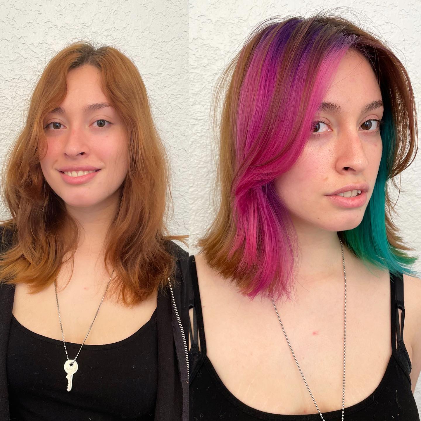 15 фотографий девушек, до и после того, как они решили раскрасить будни и выбрали для себя яркий цвет волос 53