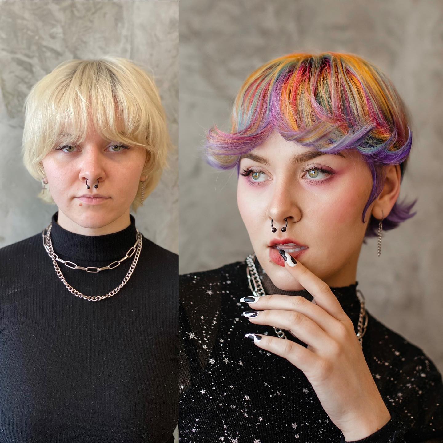 15 фотографий девушек, до и после того, как они решили раскрасить будни и выбрали для себя яркий цвет волос 50
