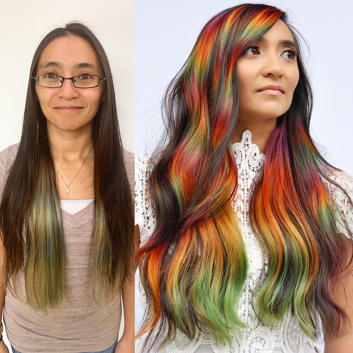 15 фотографий девушек, до и после того, как они решили раскрасить будни и выбрали для себя яркий цвет волос 55