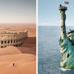 Французский художник показывает последствия экологических проблем на примере знаменитых строений