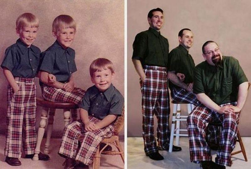 Что получилось у людей, решивших повторить семейные фотографии спустя десятилетия 69